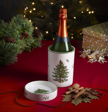 Christmas Tree Wine Chiller and Coaster Set